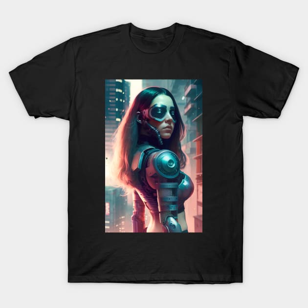 Abstract Cyberpunk Female Cyborg T-Shirt by Voodoo Production